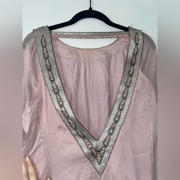 Altar’d State Darra Long Sleeve Open Back Beaded Swing Dress - Picture 11 of 15